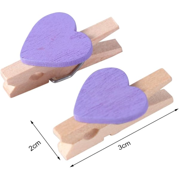 50 stk Mini Tre Klyper Klesklyper Håndverk Klyper med Hjerter for Bryllup Fest Valentinsdag Dekorasjon