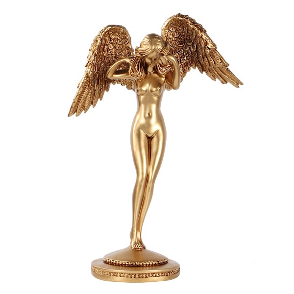 Engel Skulptur Harpiks Statue Abstrakt Moderne Kunst Figurer Statue Skulptur （,B Guld）