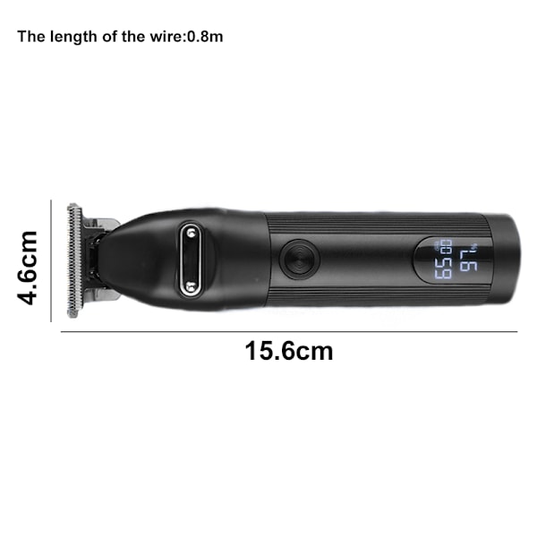 Ledningsfri Trimmer med LCD-skærm Hårklipper til Mænd USB Opladbar Elektrisk Hårklipper
