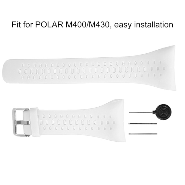 Armband för klocka, armband, ersättningsarmband med nål för demontering för POLAR M400/M430 Vit