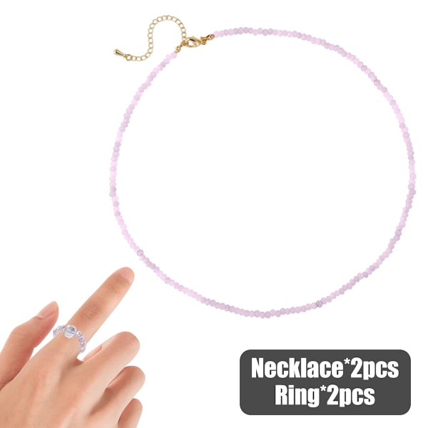 2 st färgglada halsband Dopamin-stil halsband för kvinnor plus två ringar