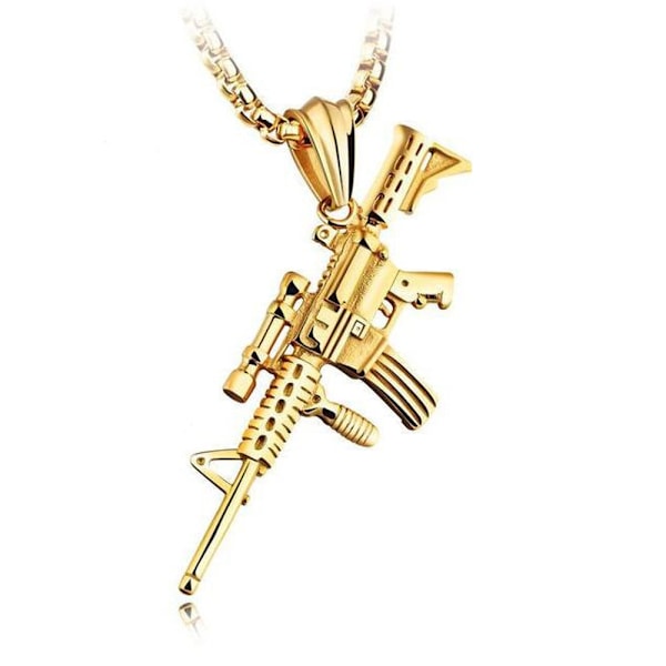 Militær Mote M416 Titan Stål Pistol Hengesmykke Herre Hengesmykke Ornament