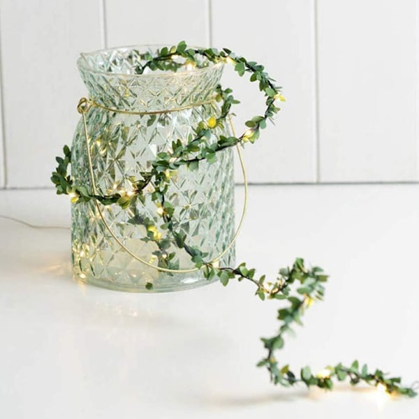 Green Leaf String Lights, Vine String Light 9,8 FT Set för Inomhus Utomhus Jul Dekorativ Uteplats Bröllop Gard$Grön Garland Tiny Leaf Vine