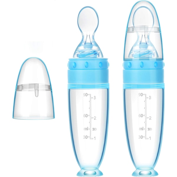 2 stycken babyskedar i silikon för matning, med stativ för spädbarn 0-24 månader, för dispensering och matning