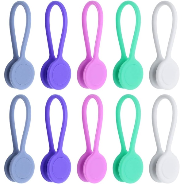 Magnetiska buntband 10-pack Återanvändbar organizer Öronsnäcka sladd USB organizer Bokmärkesklämmor Whiteboard anslagstavla Kylskåpsmagneter