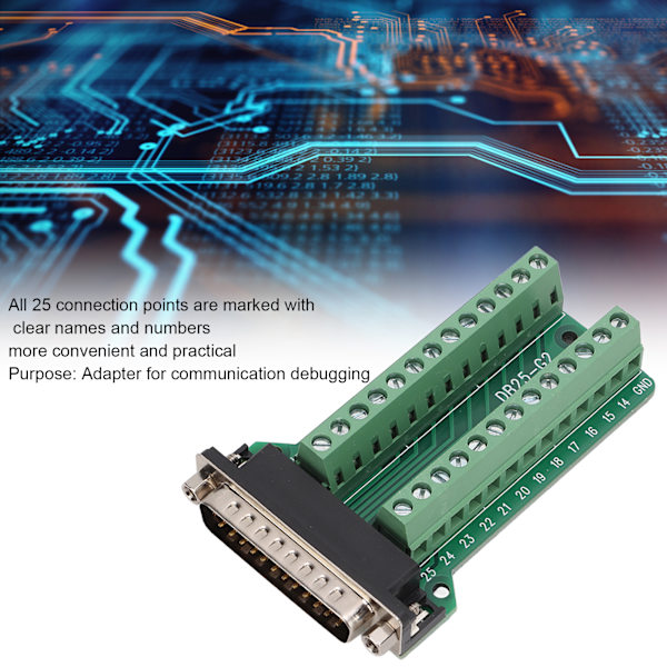 25-polig Terminalblockanslutning Signalmodul Skruvtyp PCB-terminalbräda för kommunikationsfelsökning DB25‑G2 Hankontakt