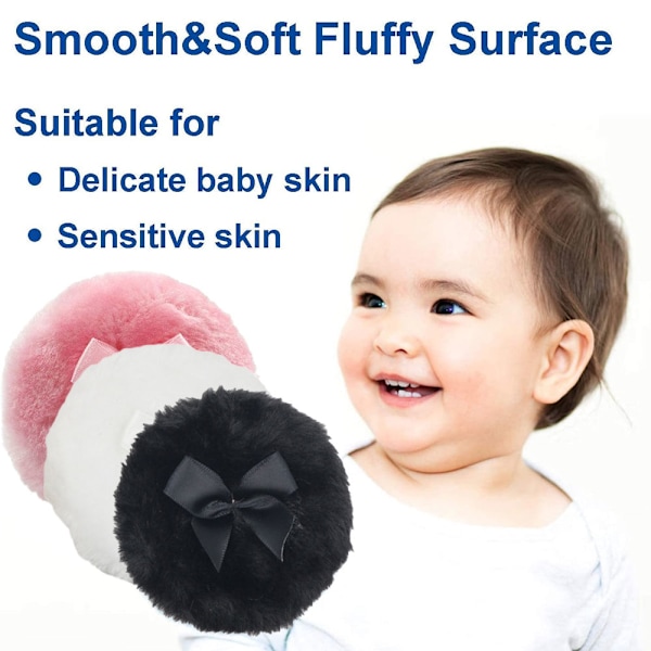 Vertikal lang blød svamp stor fluffy pudderpude til ansigt og krop skønhedspudderpude