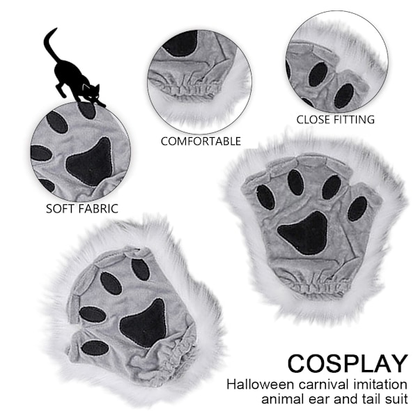 Varulvsräv-svansklämma, öron och handskar - Set för Halloween, Jul, Festlig Kostym, Leksaker, Present till Kvinnor