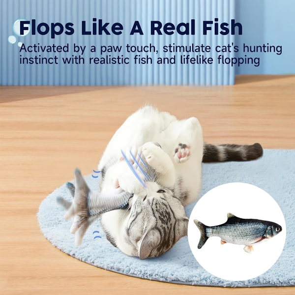 Katt leksaker Flopping fisk med SilverVine och Catnip, Flyttande katt kicker, Floppy Wiggle fisk för små hundar