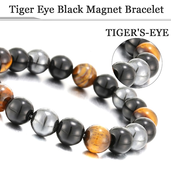 Armband för män och kvinnor med tigeröga stenpärlor, elastiskt armband i natursten, yogarmband