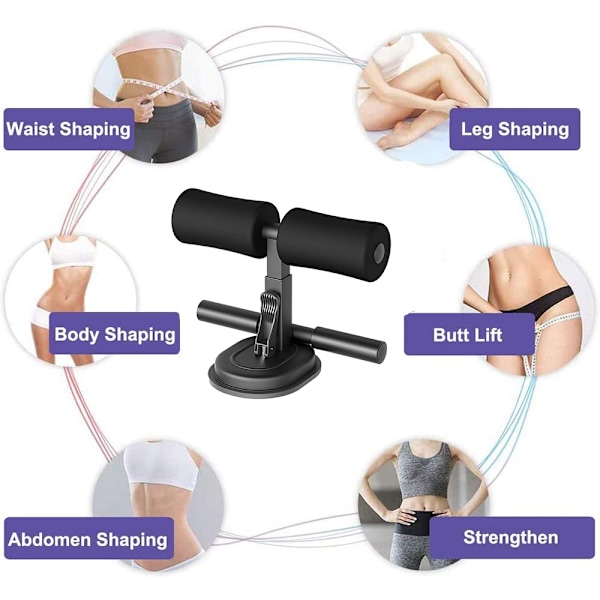 Bärbar golv-sit-up-stång, justerbar självsugande sit-up-hjälp, fitness två rader sit-up-fotstöd för hemträning,