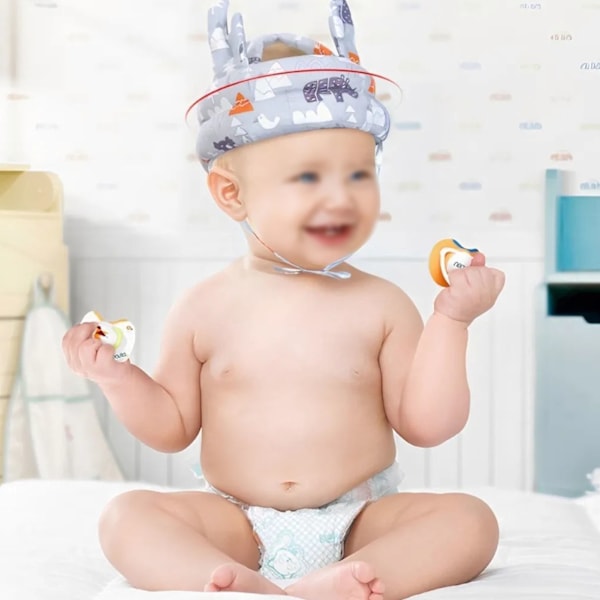 Baby Säkerhetshjälm Bekväm Mjuk Andningsbar Lätt Vikt Toddler Säkerhetshatt för 5 till 24 Månader Gammal Grå