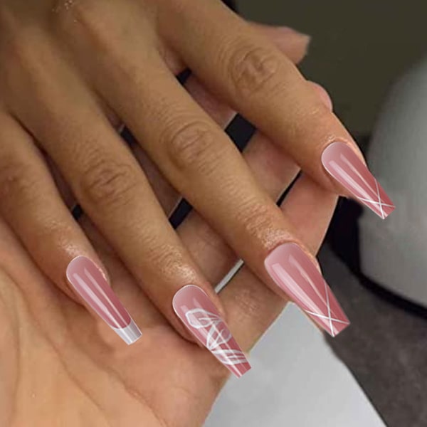 Aftagelige falske negleplader i model, lange negle, Ballet Nail tip, Negleplader (24 stk)