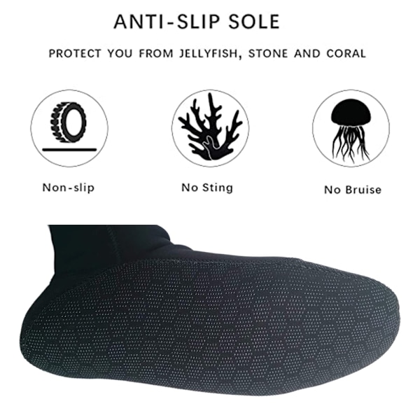 Neoprenstrumpor Dykning Scuba Strumpor Våtdräkt Finfötter för Män Kvinnor Barn, 3MM Surfstrumpor Strandstrumpa Termisk Flexibel Halkskydd för Rafting
