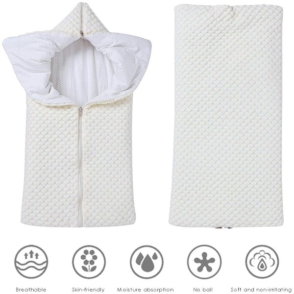 1 stk Baby Swaddle Tæppe Fleeceforet Bærbar Spædbarn Strikket Barnevogn Nap Wrap Plus Bomuld, Nyfødt Tyk Blød Varmt Sovesæk