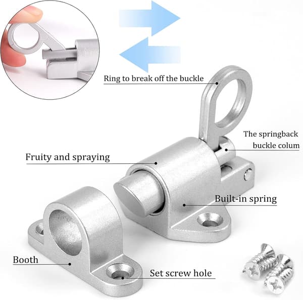 Sleek Self-Closing Latches in Aluminum Alloy, Durable and Long-Lasting Security Latch with Easy Installation for Doors, Windows, and Cabinets (2
