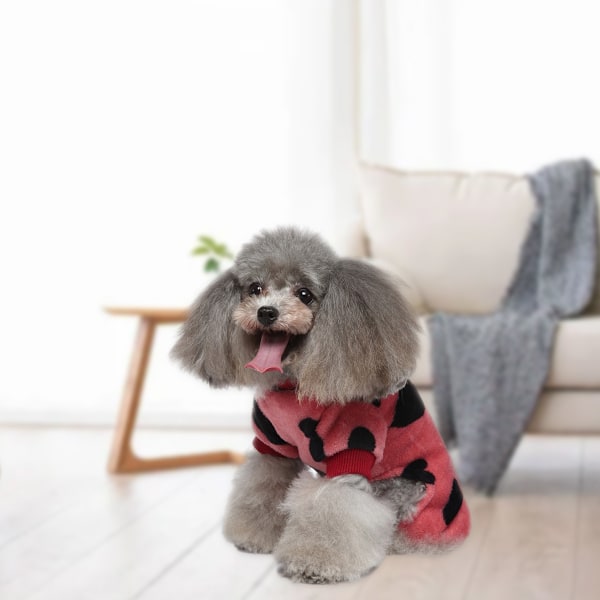 Liten hund katt fleece pyjamas skjorta, söt husdjur onesie pyjamas valp footie jumpsuit varm tröja kläder, S-XL