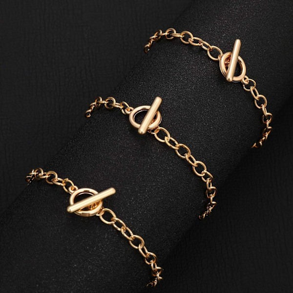 12 stk. Kædearmbånd Legering Metalbelagt Ledarmbåndskæder med OT Toggle Spænder til Mænd Kvinder Charm Minimalistisk Smykker Armbåndsfremstilling