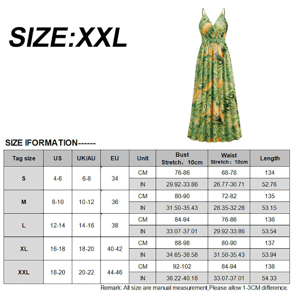 Sexy sommerkjole for kvinner med spaghettistropper, dyp V-hals, blomstermønster, boho-stil, kryssrygg, uten rygg, chiffon, strandfest, lang maxi-kjole