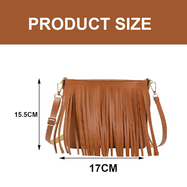 Flicka läder crossbody väska med fransar Damplånbok Daglig axelväska