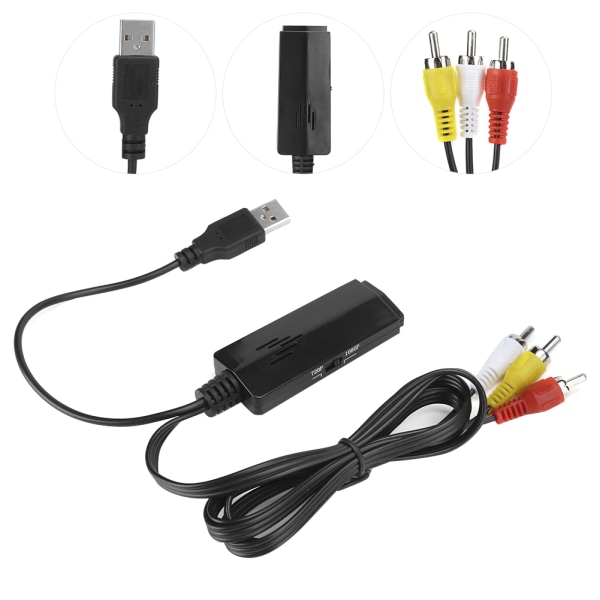 Universaali Mini AV - HDMI-sovitin pitkällä johdolla, korkean resoluution videomuunnin AV2HDMI