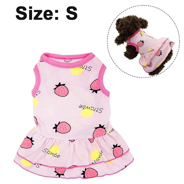 2-pak Skjorte-Skørt til kæledyr, Hvalpe T-shirts Ærmeløse Prinsessekjole, Hundetøj Vest Pink Tøj