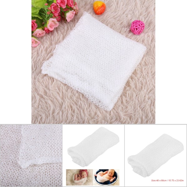 Nyfödd Foto Prop Baby Mjukt Wrap Spädbarn Toddler Sovande Swaddle Filt Vit