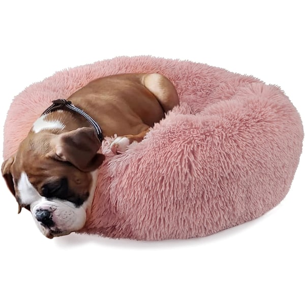 Hundekøje Behagelig Rund Blød Vaskbar Kattepude Køje Dyrekøjer til Små Mellemstore Hunde (Pink)