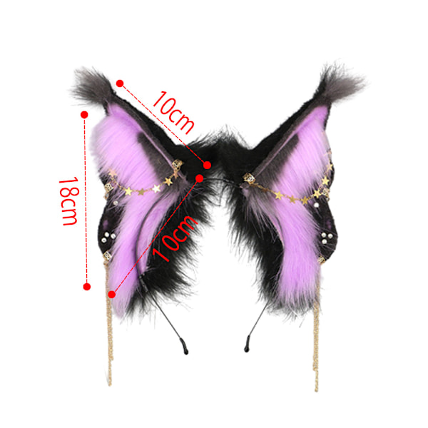 Fox Cat Butterfly Lange Pelsører Hår Hodeplagg Ulv Dyr Anime Halloween Party Kostyme