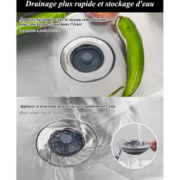 2-delt vaskesil og propkombination - Universal 3-i-1 rustfrit stålskal med anti-tilstopningssi, nem installation til 70-[HK][TT]