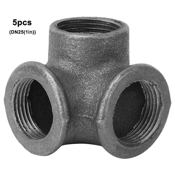 5 kpl 1\" Sivuaukko Kyynärpää DEG 90° Musta Taottava Rauta Putken Liitäntä