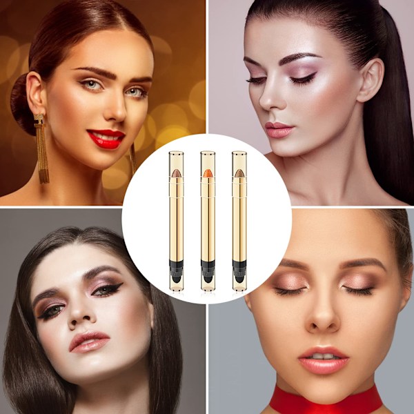 3 stk Dobbelthodet Høylys Øyenskyggepenn Øyenskyggestift Perle Øyemakeup
