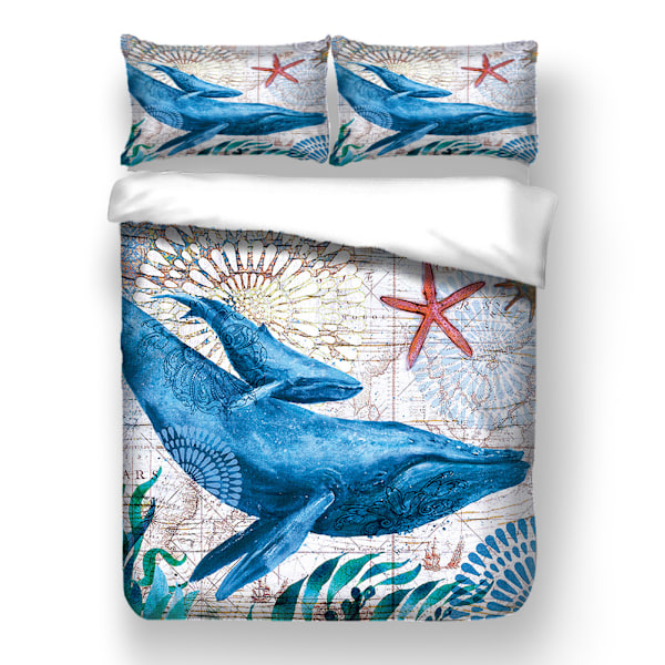 3D-tryckt Mjukt Täcke Set Polyester Sängkläder Set (King Size 3-delar)