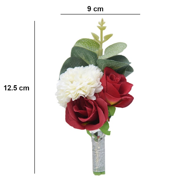 Kunstig Rose Boutonniere og Corsage Sett Rose Silke Blomst for Bryllup Prom Fest