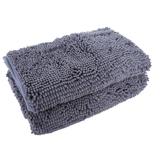 2-pack Chenille Halkskyddande Vattenabsorberande Halkskyddande Matta Badrum Vardagsrum (Mörkgrå)