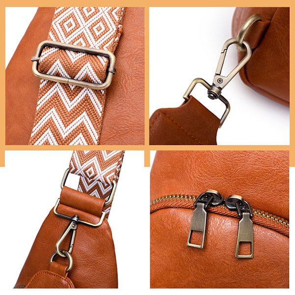 Slingväska för kvinnor, crossbody, PU-läder, liten slingväska, bröstväska, axelväska för resor, vandring