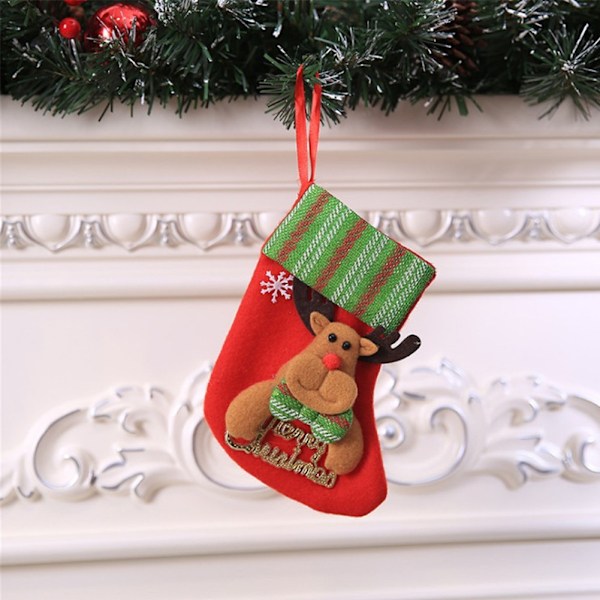 1Pcs Mini Christmas Santa Claus Stocking Candy Tree Gift Bags Decoration(#8)