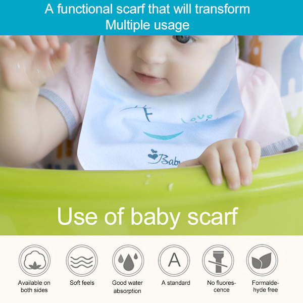 5-pack Baby Spädbarnsbandanas Unisex Mjuka Babysalivkläder Halsduk för Drool Blå