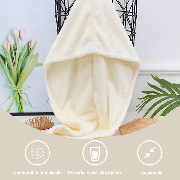 Mikrofiber Hårhandduk, Kvinna Absorberande Snabbtorkande Hårhatt, Snabbtorkande Trasselfri Anti-Frizz Handduk