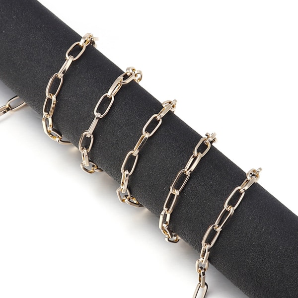 10 meter ovalformad gemkedja, bred platt smyckeskedjelänk för gör-det-själv-armband för kvinnor
