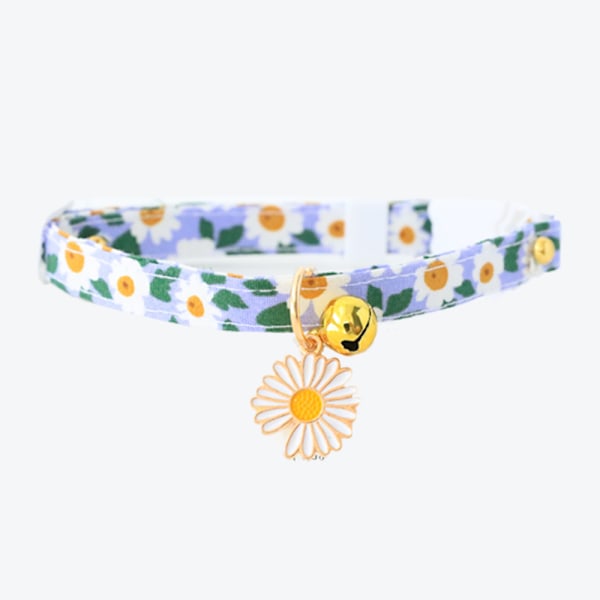 Gul hundedesign blå Daisy hundekrave