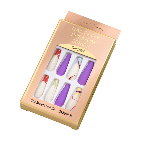 Fluorescerende farveskiftende lang ballet manicure, 24 stk., lavet af ABS