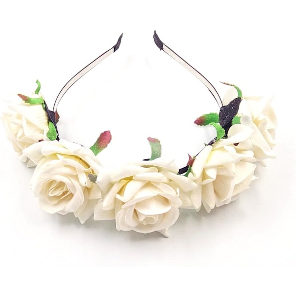 Rosor Dam Flickor Girlang Blommor Blomsterkrona Krans Tiara Blommor Hårband Hårband Hårband Blomster Hårband för Bröllop Brud