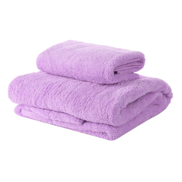 2 stk. / sæt Mikrofiber Stærkt Absorberende Blødt Badehåndklæde & Ansigtshåndklæde Vaskeserviet (Lilla)