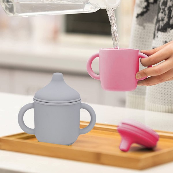 Silikon Sippy Cup og Treningskopp for Baby - Myk Tut og Håndtak - Uknekkelig - Lett å Gripe