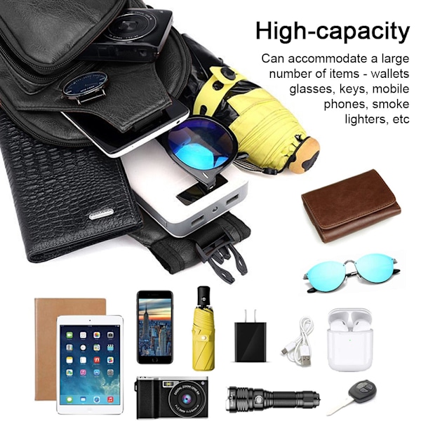 Diagonal Menneshengst USB-lading PU Brystveske Enkel Menn Casual Trend Skulderveske