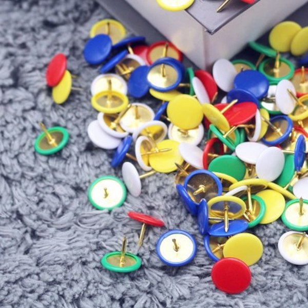 Farvede Tommelfinger-Knapper 400-pak, Farvede Plastik Runde Push Pins Dekorative Knapper til Korktavle