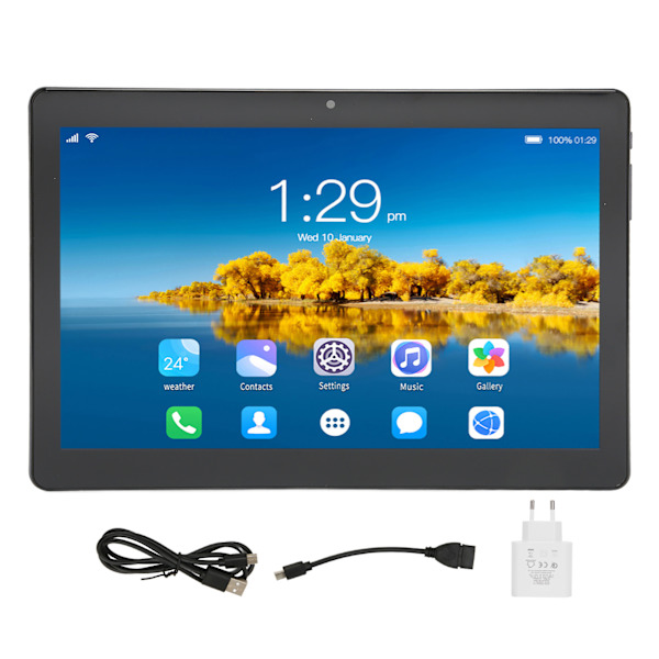 10 Tums Surfplatta 2G RAM 32G ROM IPS HD-Skärm 3G Samtal 5G WiFi Surfplatta för Android 10 EU-kontakt 100‑240V Grå EU-kontakt