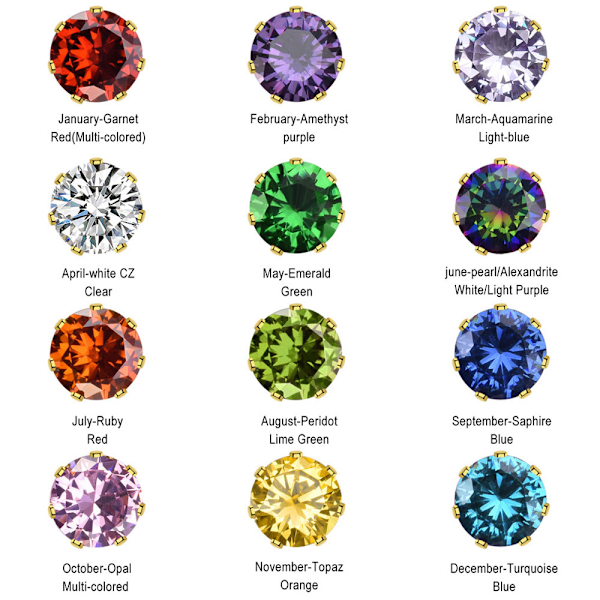 Ett set med 12 färgade zirkonörhängen Enfärgade örhängen 3-8mm titanstålörhängen