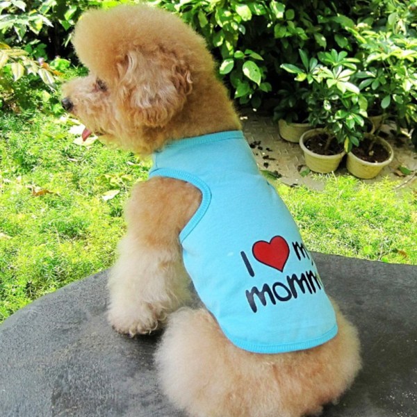 Hundkläder Små hundkläder \"I love my mommy\" tryckt söt husdjursväst (Blå)